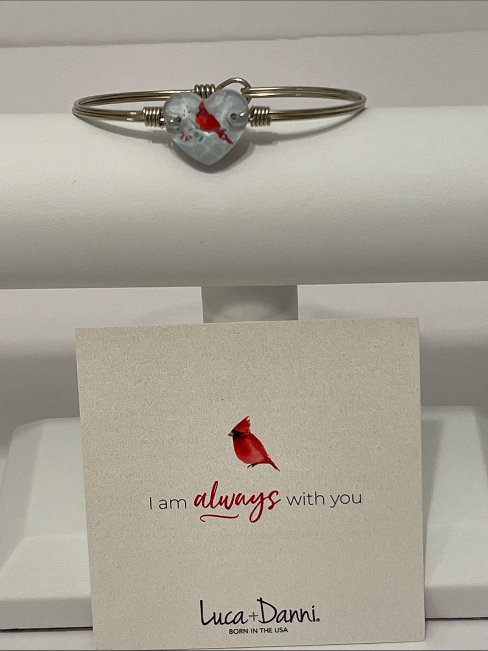 Luca &Danni “I Am Always With You” Cardinal Crystal Heart Bangle Bracelet